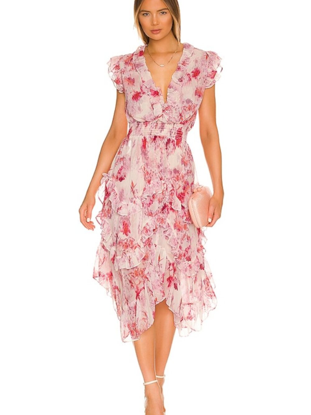 Revolve Misa Los Angeles 'Dakota' Abstract Rosa Floral Print Midi Dress sz XS - Picture 2 of 4